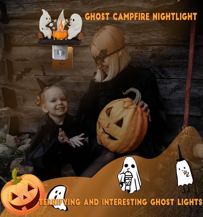 Halloween Ghost Campfire Flickering Flame Plug-in Wall Night Light