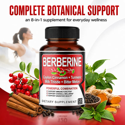 Advanced 8‑in‑1 Berberine Supplement with Cinnamon & Gymnema