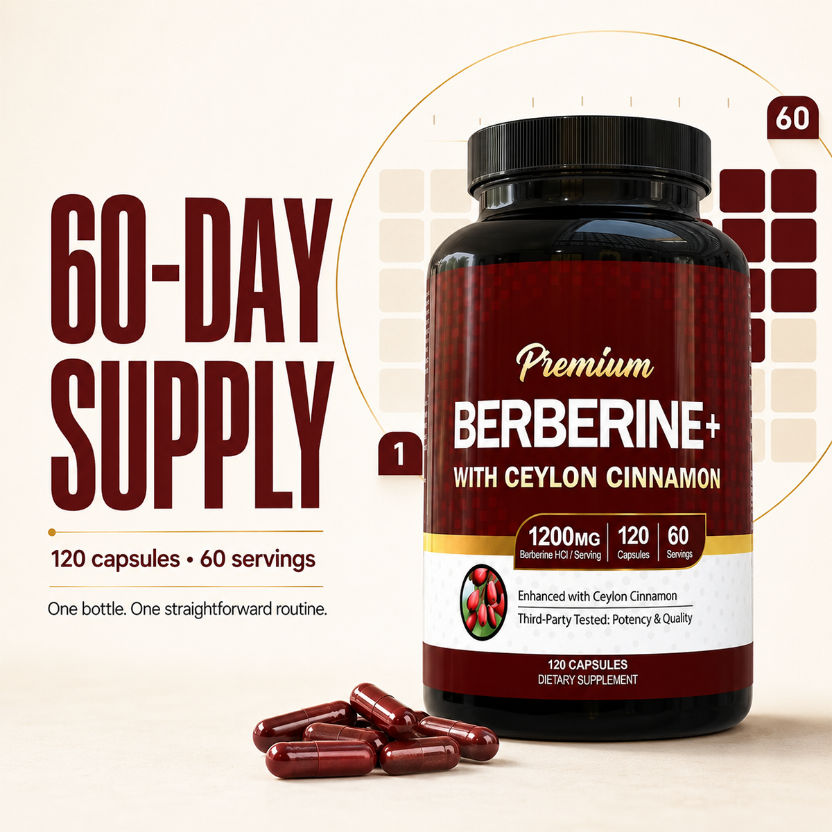 Berberine HCl Capsules with Ceylon Cinnamon