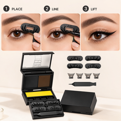 3-in-1 Winged Eyeliner Stencil Set for Beginners, Portable with Storage Case