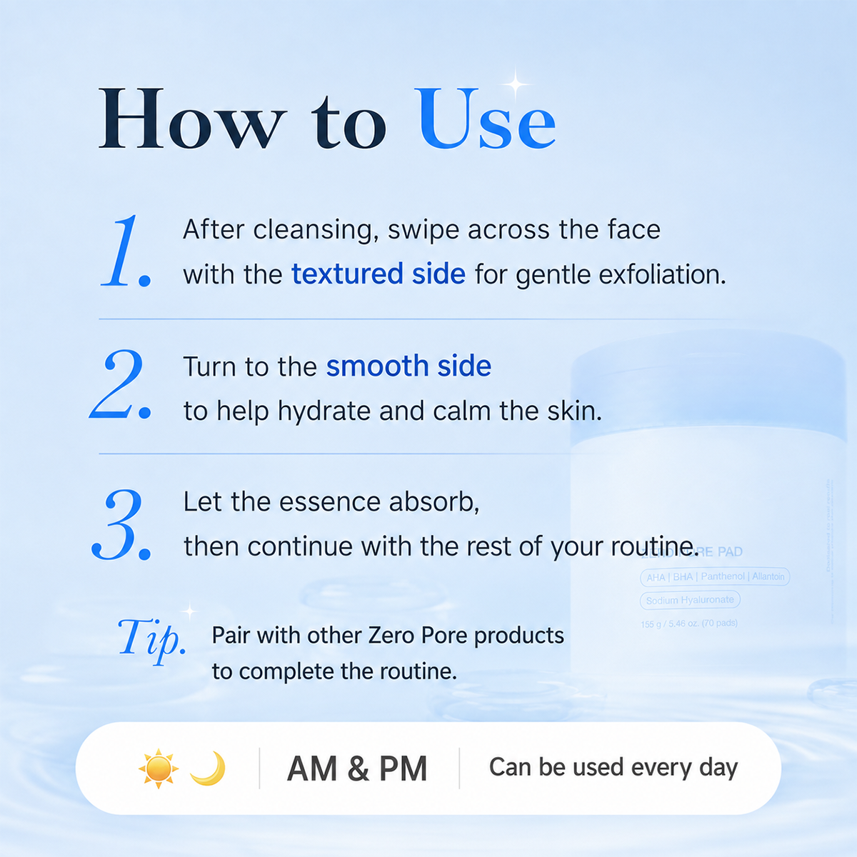 AHA + BHA Facial Toner Pads, Exfoliating Skin Care Pads