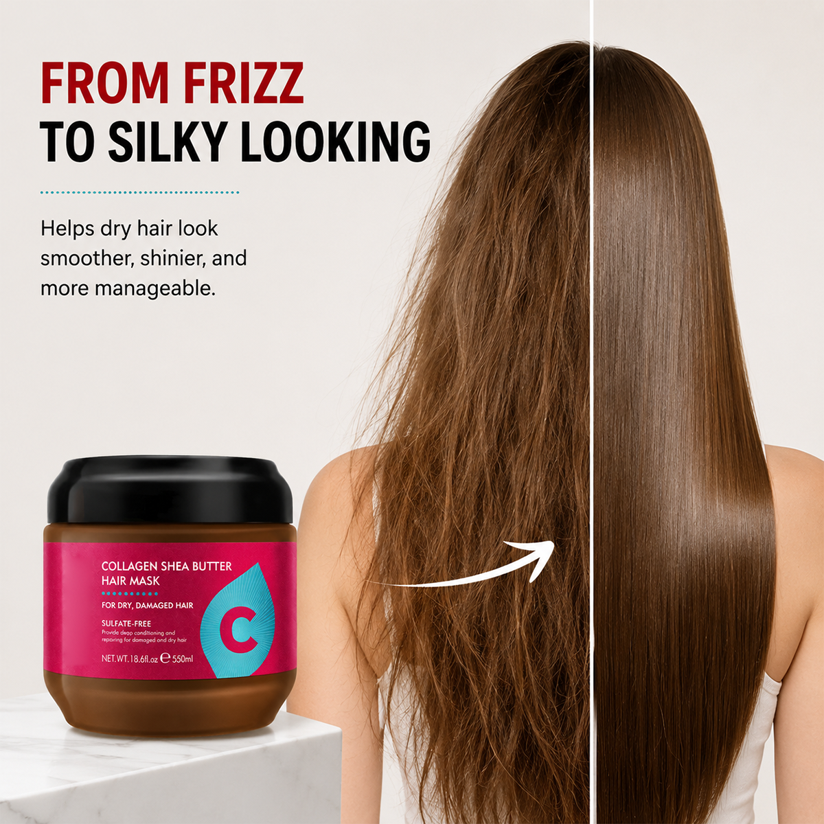 Collagen Shea Butter Hair Mask for Dry Damaged Hair, All Hair Types