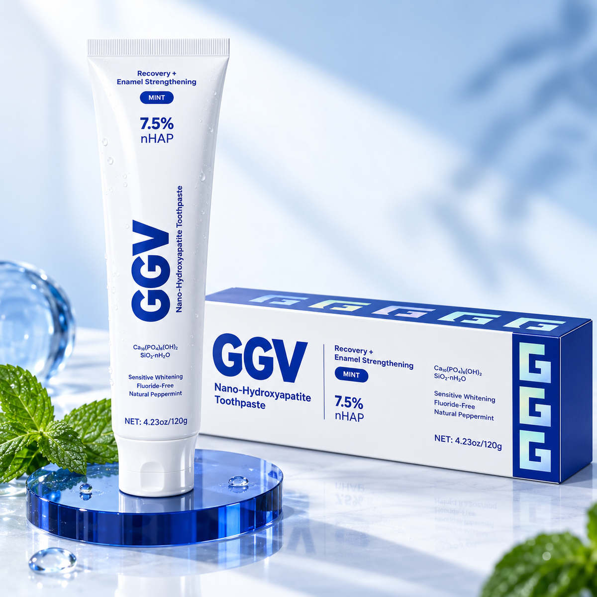 7.5% nHAP Fluoride‑Free Nano‑Hydroxyapatite Toothpaste, Mint