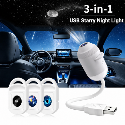 2-in-1 Galaxy Star Projector USB Night Light for Indoor Decor