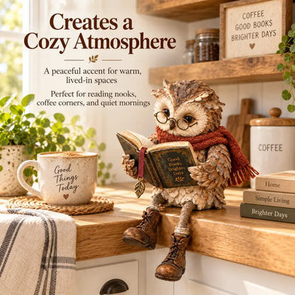 Reading Owl Figurine – Cozy Book-Lover Tabletop Décor