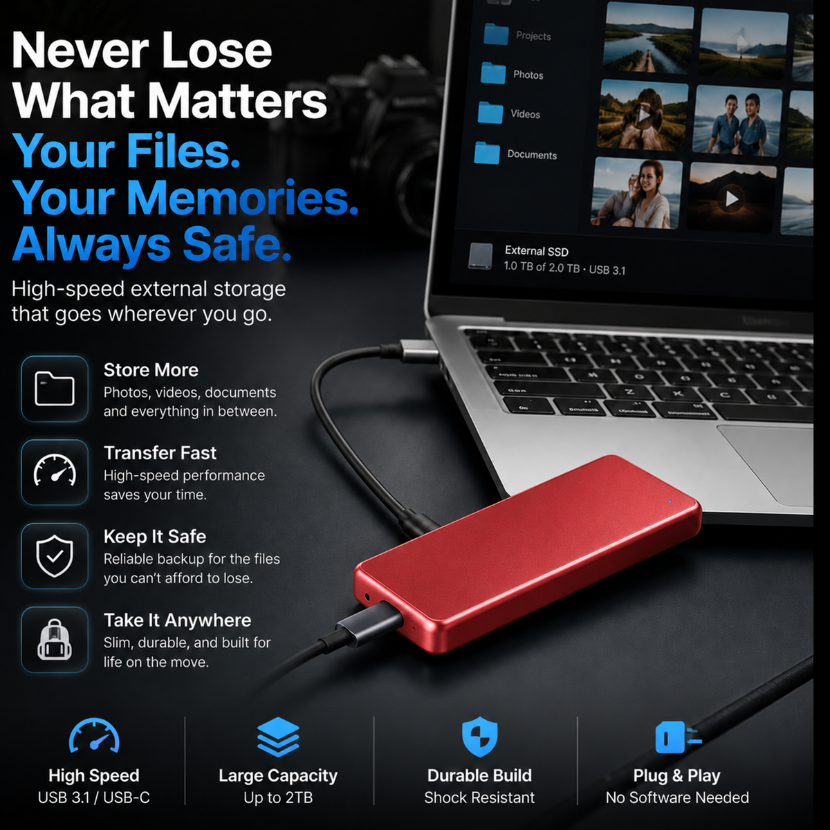 Portable External SSD – Protect Your Photos, Videos & Important Files