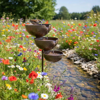 🌧️ Rain Catcher Self-Filling Bird Bath 🐦 Weatherproof Outdoor Garden Bird Water Bowl