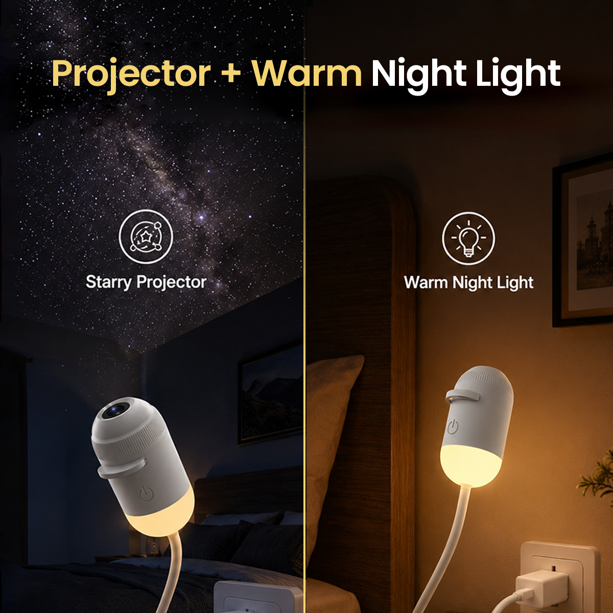 2-in-1 Galaxy Star Projector USB Night Light for Indoor Decor