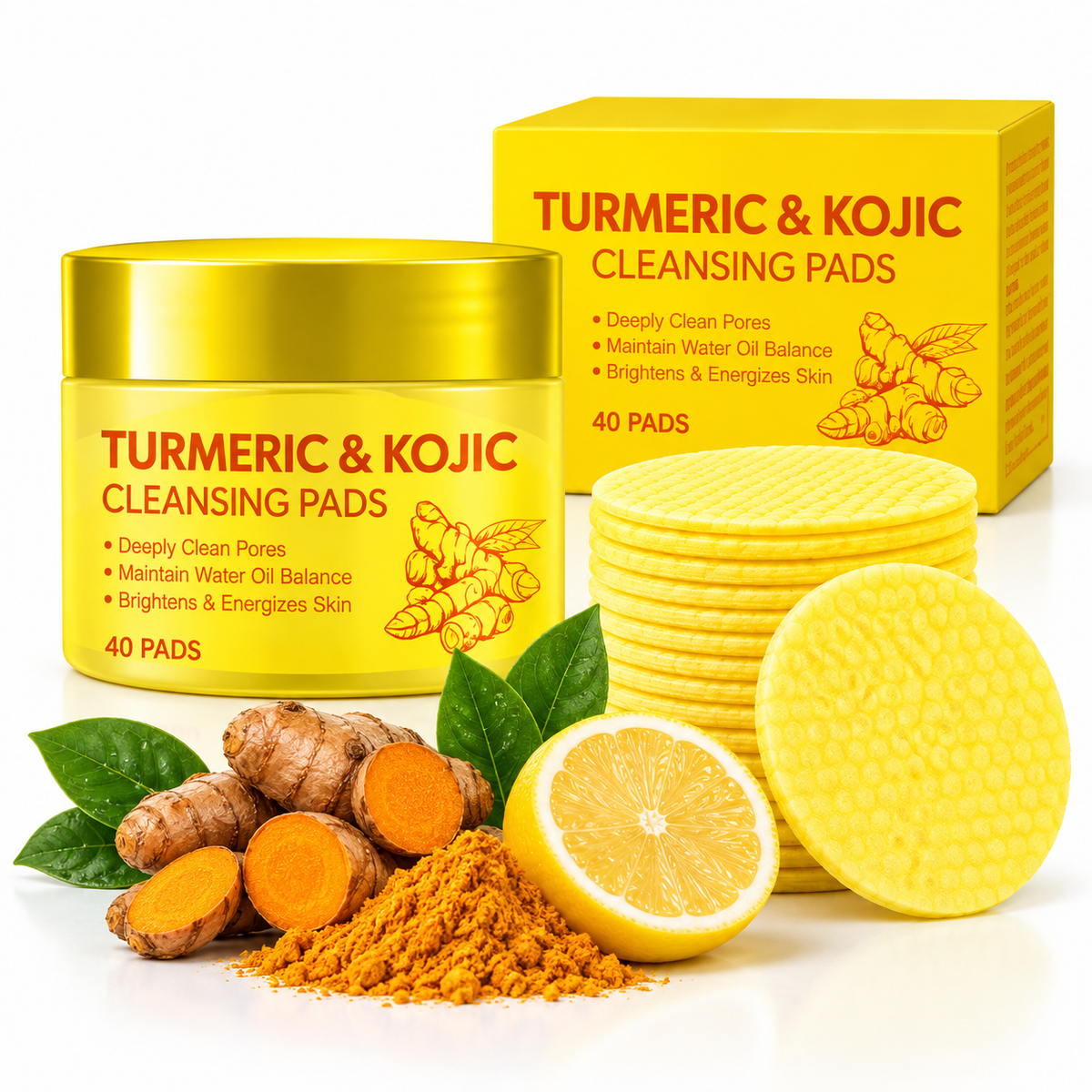 Turmeric Kojic Acid Facial Cleansing Skincare Pads