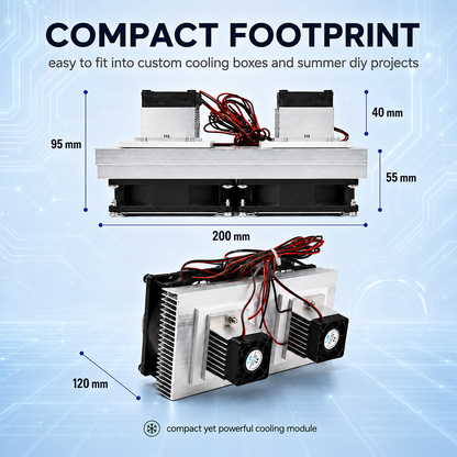 Dual 12V DC Peltier Semiconductor Cooling Module Kit, DIY Space Cooling Unit with Heat Sink