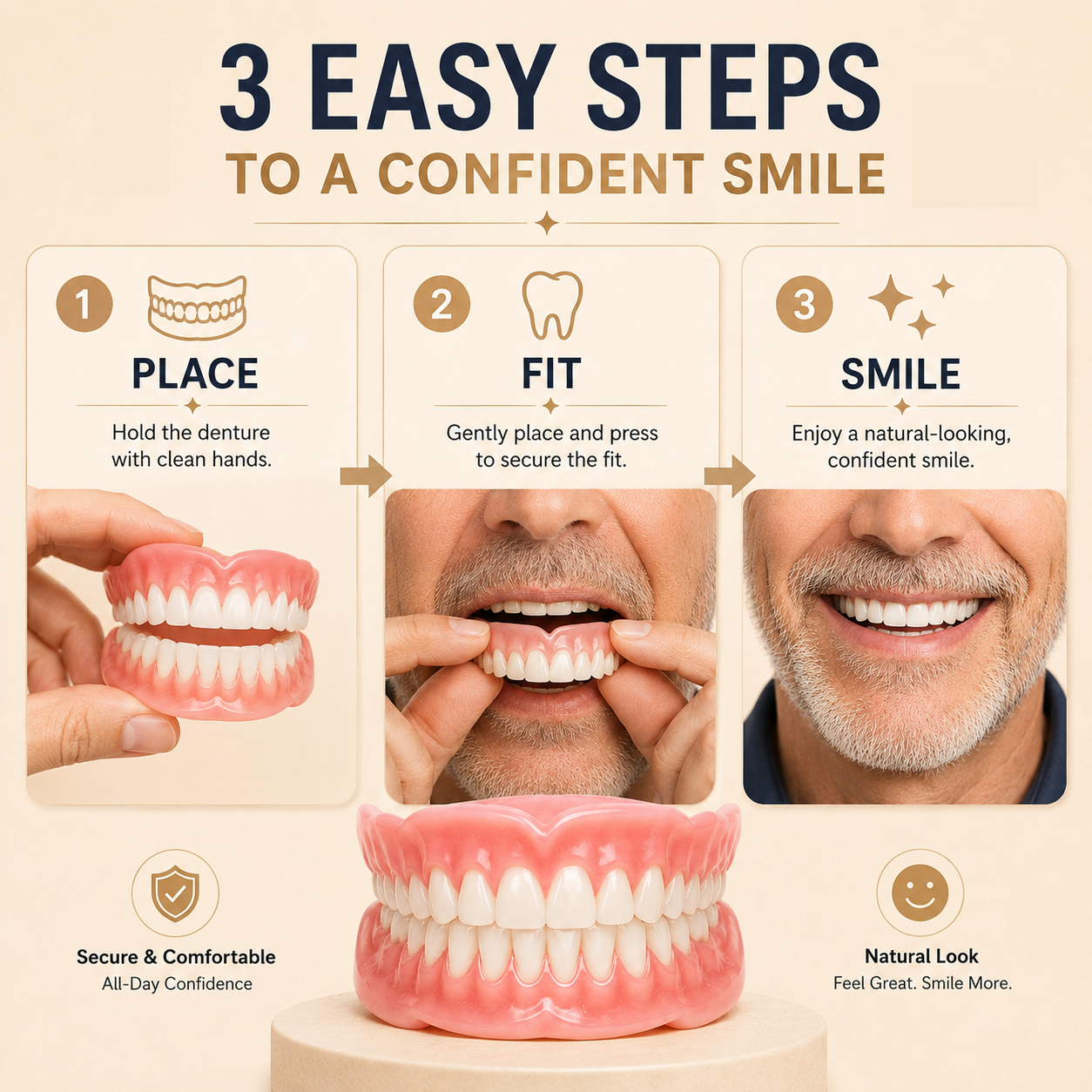 Comfort‑Fit Flexible Cosmetic Teeth for Senior Men