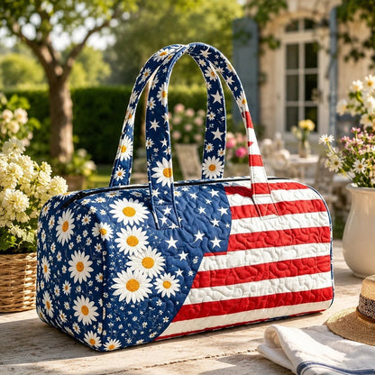 Floral American Flag Travel Duffel