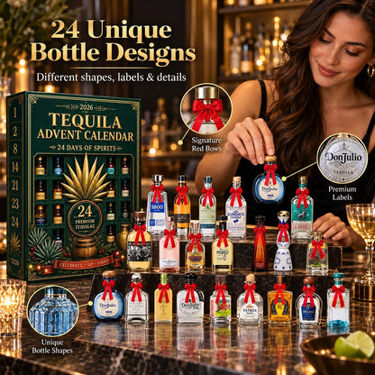 24‑Day Mini Tequila Bottle Advent Box, Holiday Countdown Bar & Tabletop Decor