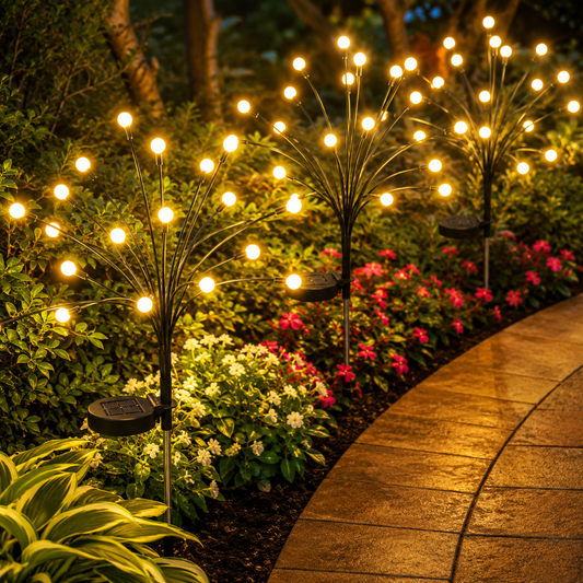 SolaBloom: Solar Firefly Garden Stake Lights