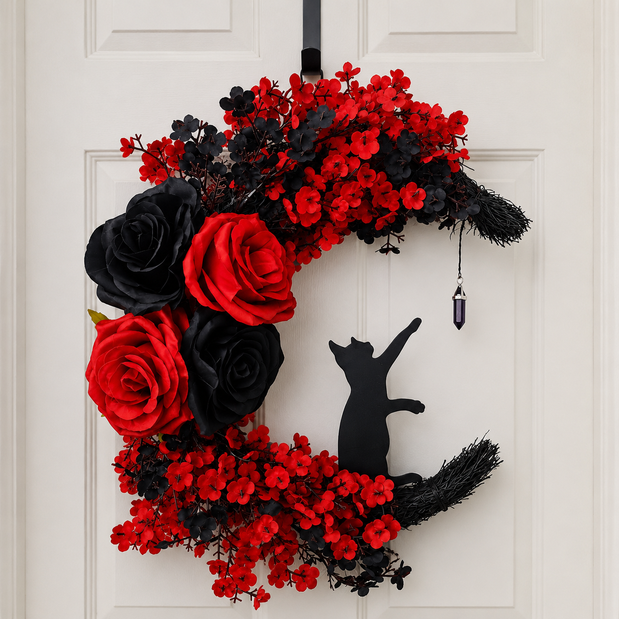 Handmade Halloween Cat Wreath🐈‍⬛🌙