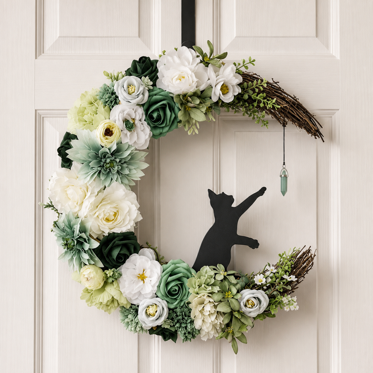 Handmade Halloween Cat Wreath🐈‍⬛🌙