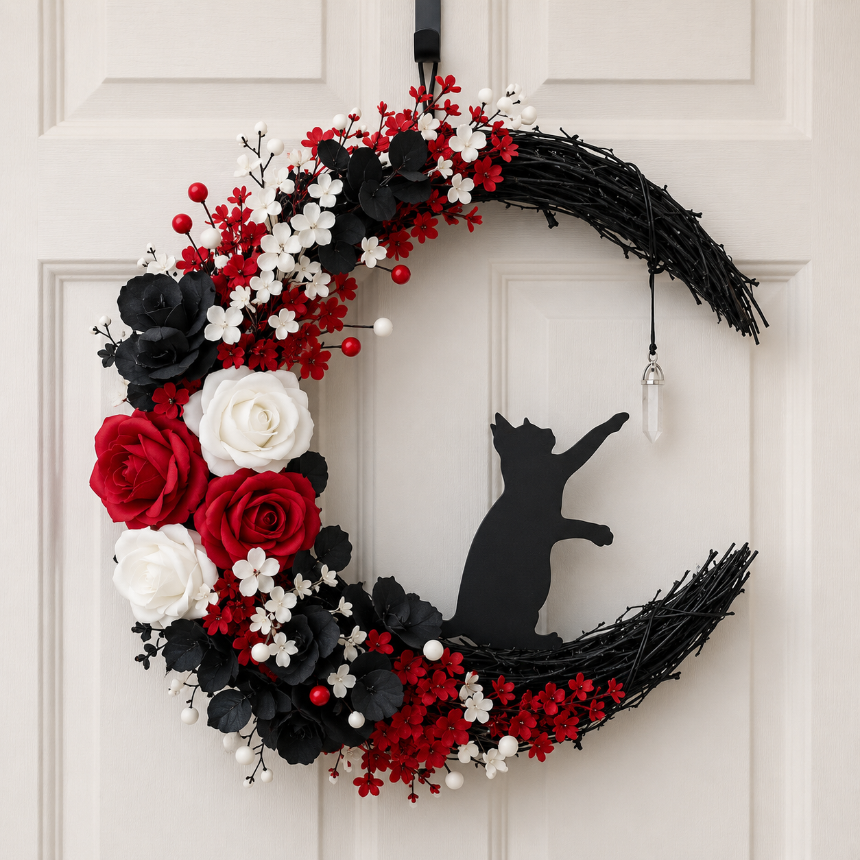 Handmade Halloween Cat Wreath🐈‍⬛🌙