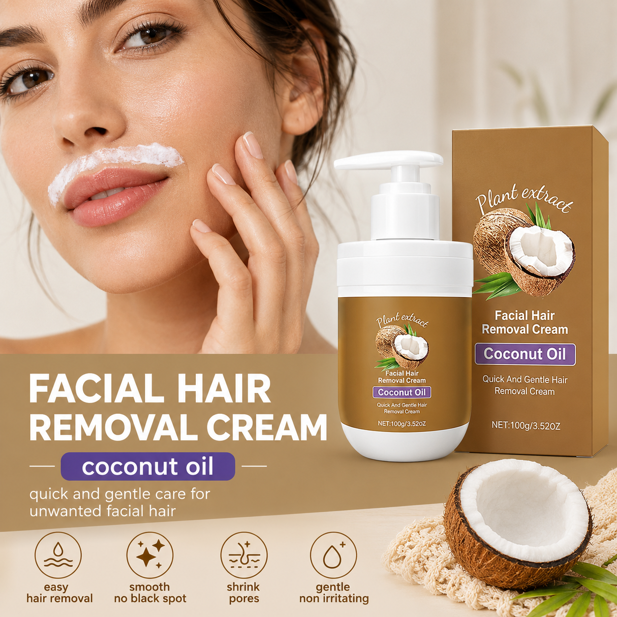 Gentle Coconut Oil Hair Removal Cream
