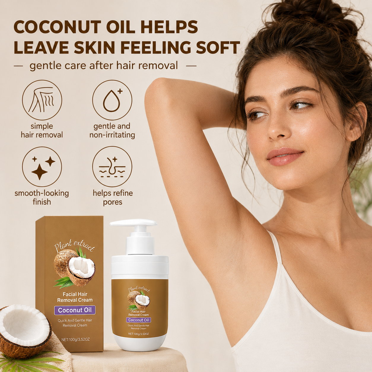 Gentle Coconut Oil Hair Removal Cream