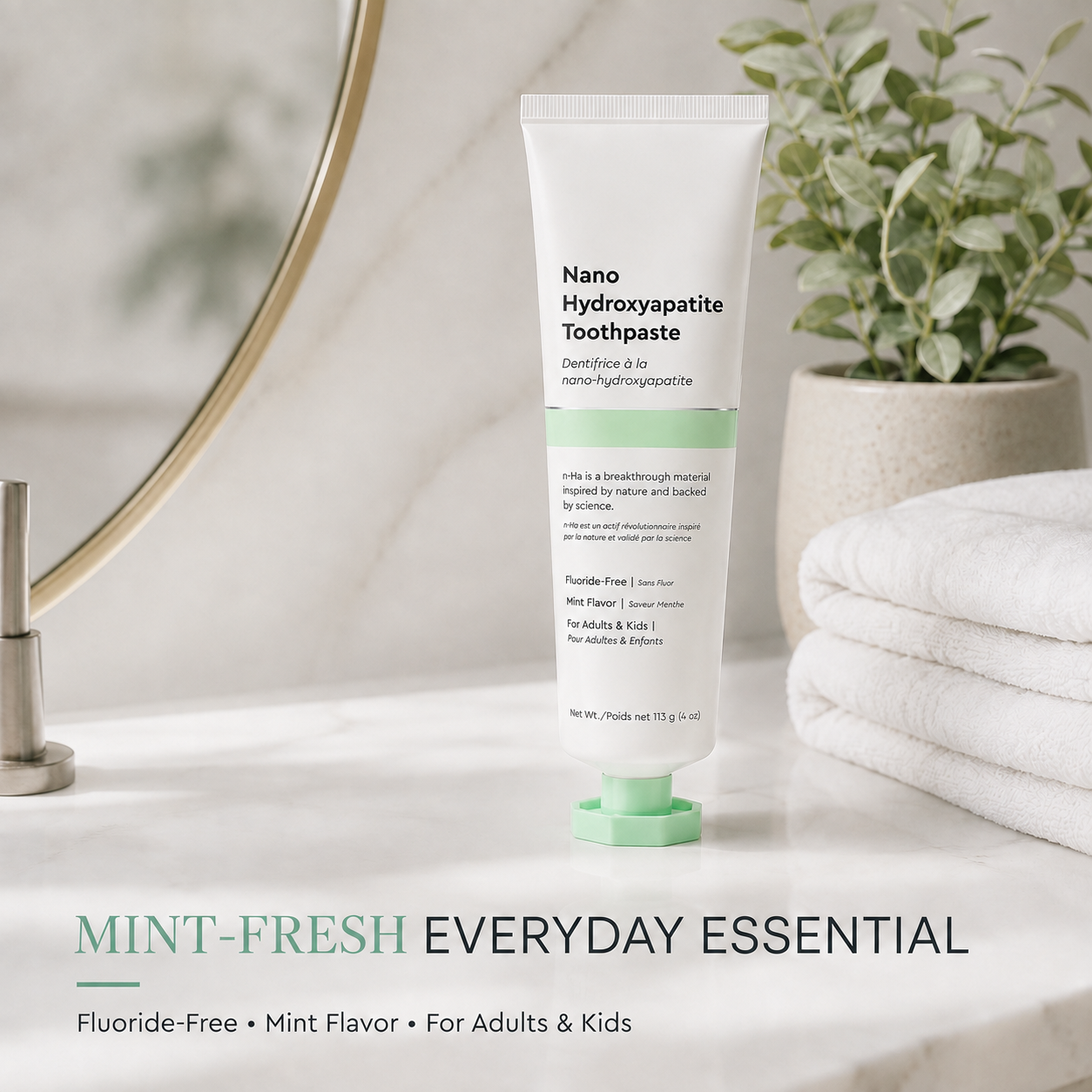 Fluoride‑Free Nano Hydroxyapatite Toothpaste, Mint Flavor for Adults & Kids