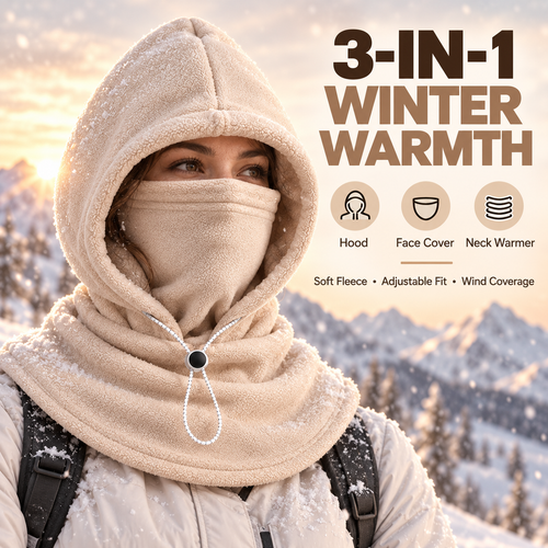 3-in-1 Winter Fleece Balaclava Hood 🧣❄️ Warm Face, Ear & Neck Cover