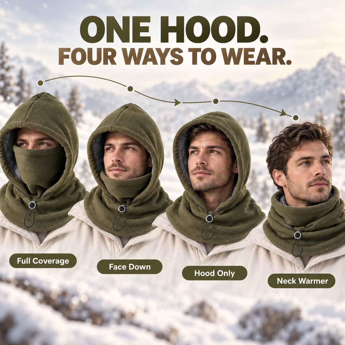 3-in-1 Winter Fleece Balaclava Hood 🧣❄️ Warm Face, Ear & Neck Cover