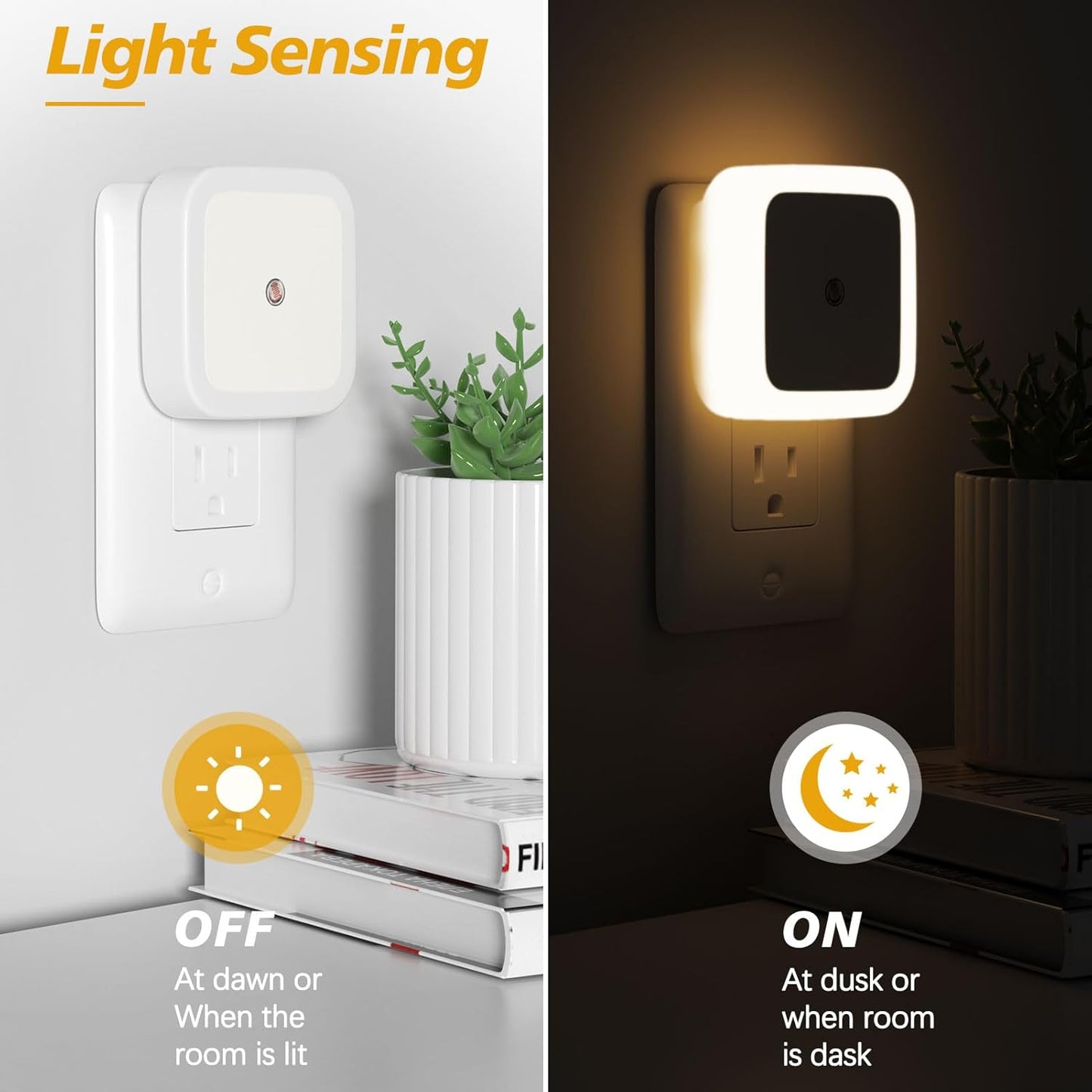 6pcs Night Light, Night Lights Plug into Wall , Nightlight Plug in Night Lights, Dusk to Dawn Night Lamp Led Night Light for Bedroom, Bathroom, Hallway Warm White