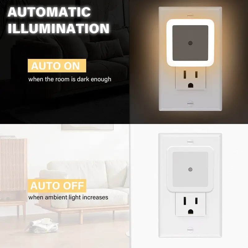 6pcs Night Light, Night Lights Plug into Wall , Nightlight Plug in Night Lights, Dusk to Dawn Night Lamp Led Night Light for Bedroom, Bathroom, Hallway Warm White