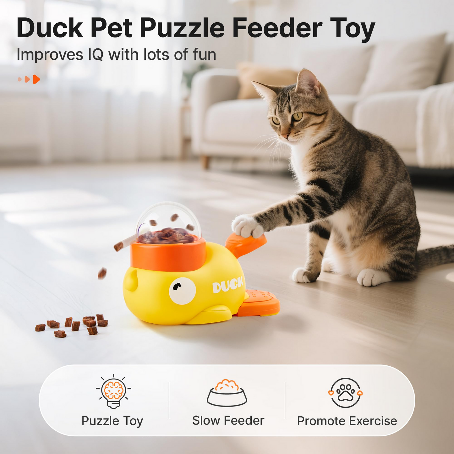 Dog Puzzle Toy, Interactive Duck-Shaped Puppy Food Slow Feeder Treat Dispenser