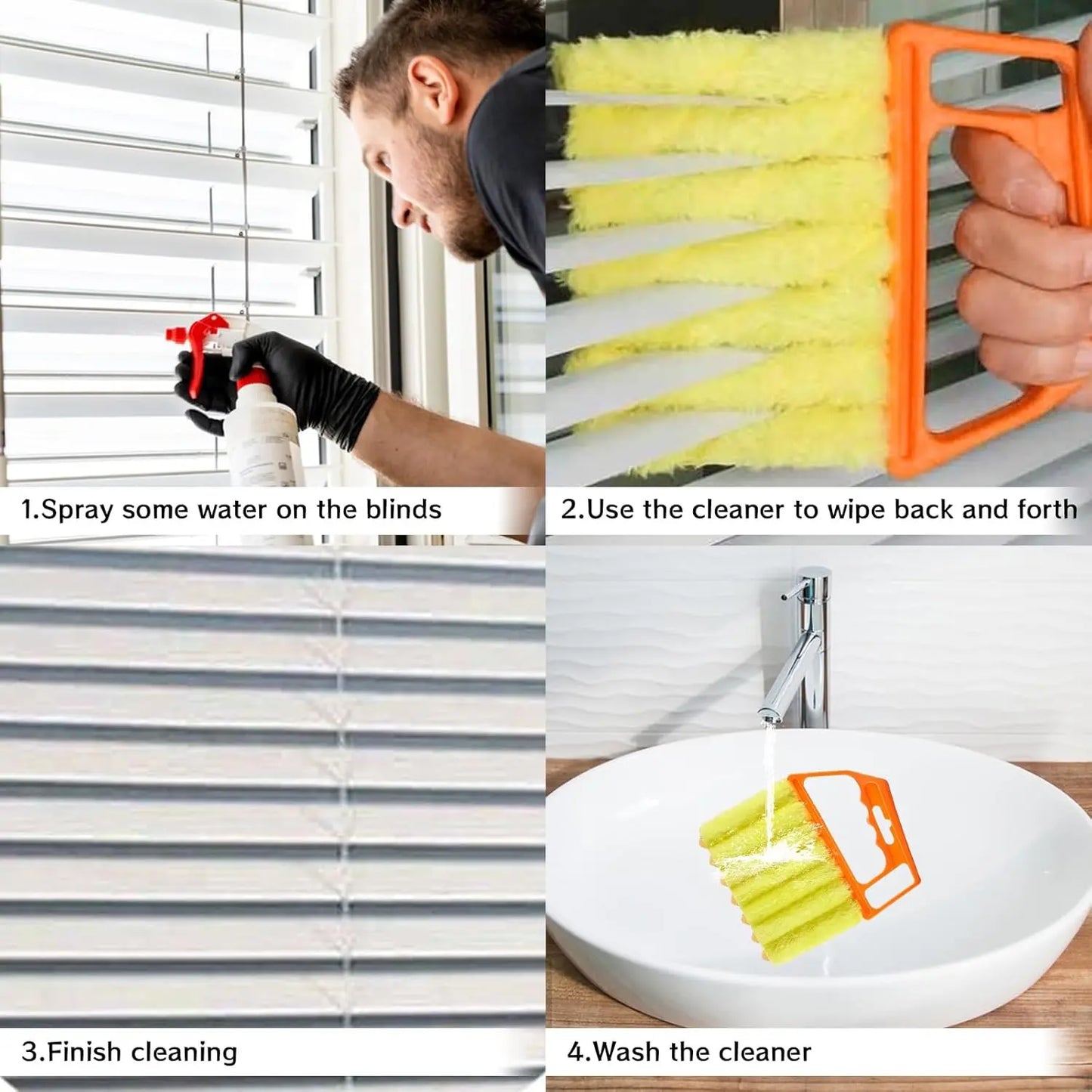 Blind window cleaning dust collector tool
