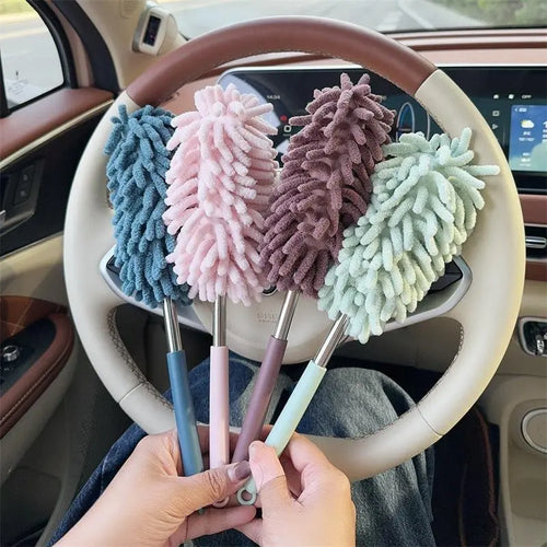 Retractable Car Interior Duster with Extension Pole – Soft Dashboard & Vent Cleaning Brush, Long Handle Detailing Tool