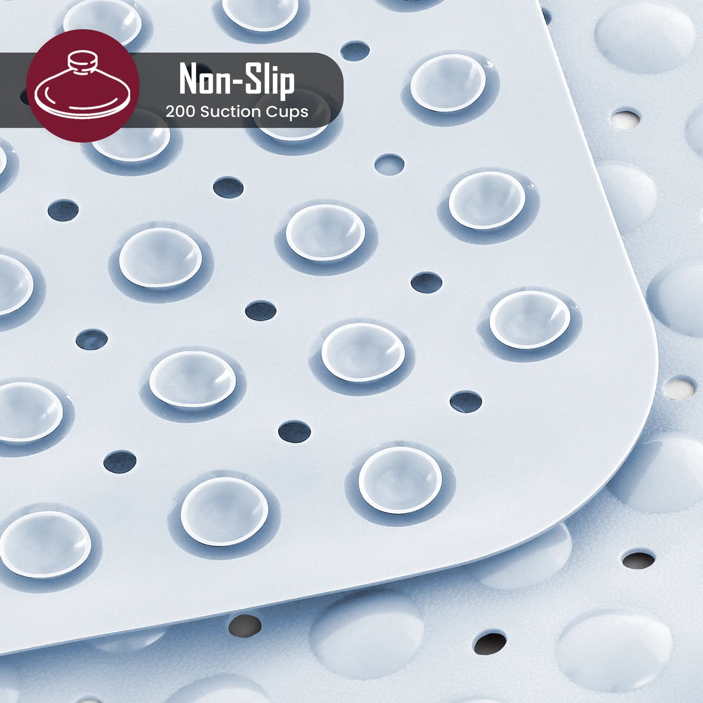 Anti-Slip Shower Mat with Suction Cups & Drain Holes