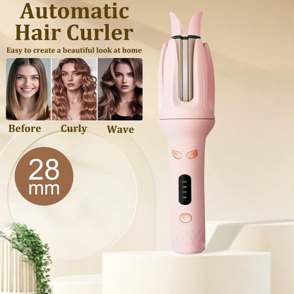 Automatic Rotating Hair Curler – 28mm Negative Ion Curling Wand for Effortless Long-Lasting Curls, Anti-Damage Hair Styling Tool