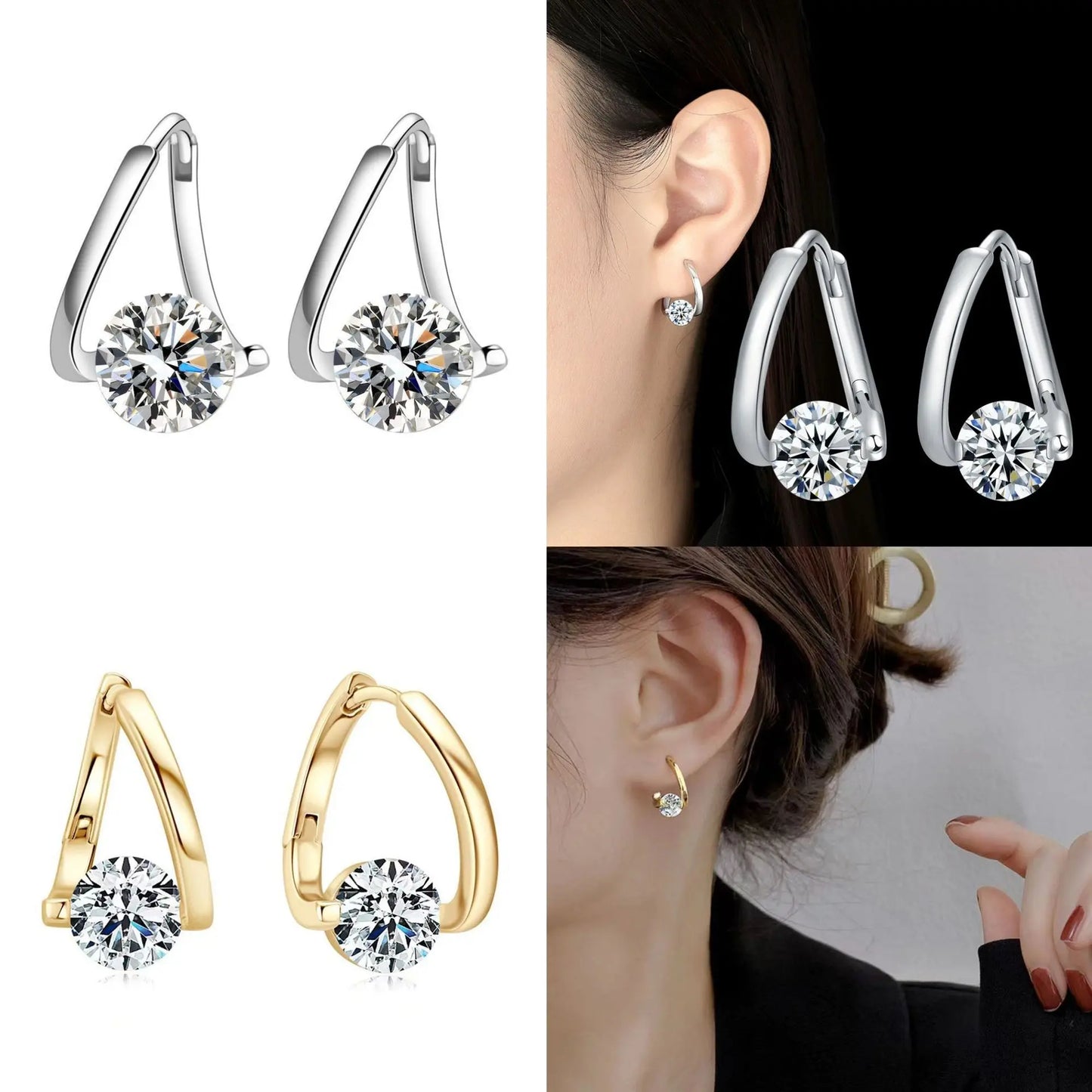Twist Moissanite Hoop Earrings Fashion Jewelry Gift