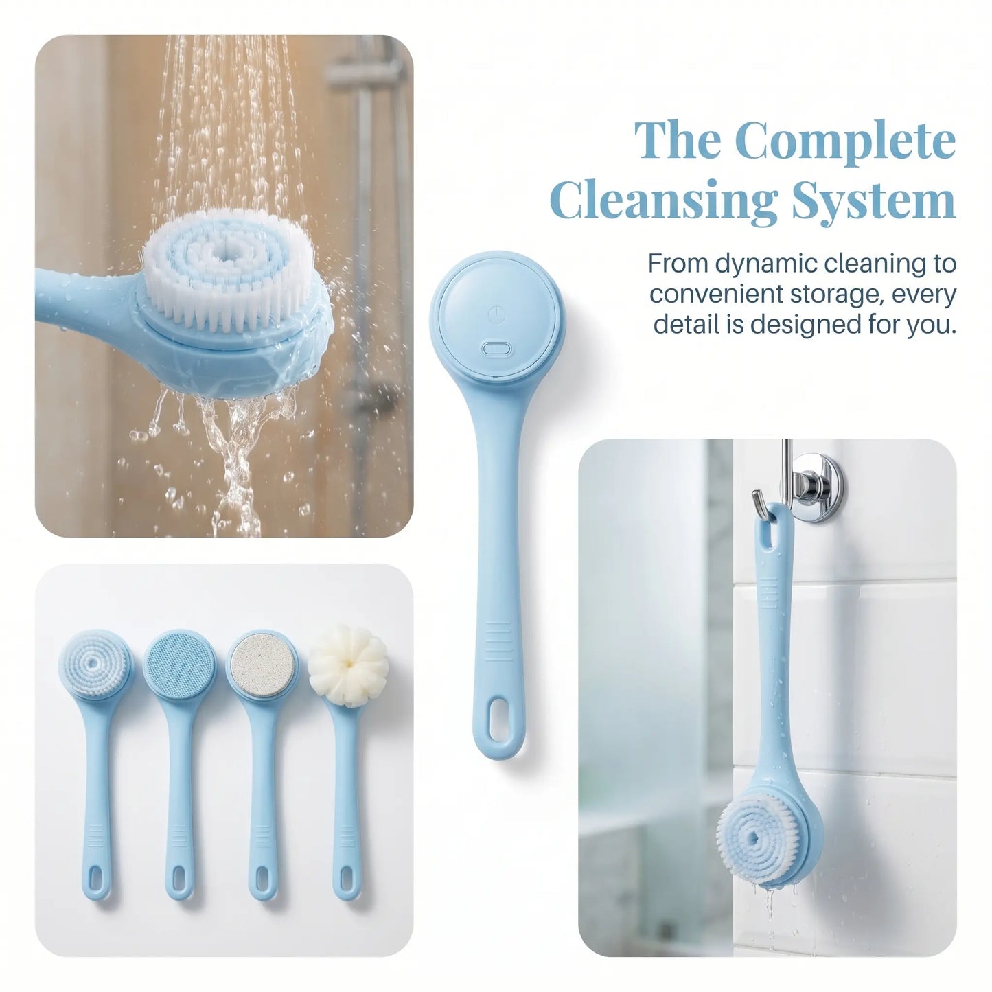 Electric Body Brush Back Scrubber - Dual Handle
