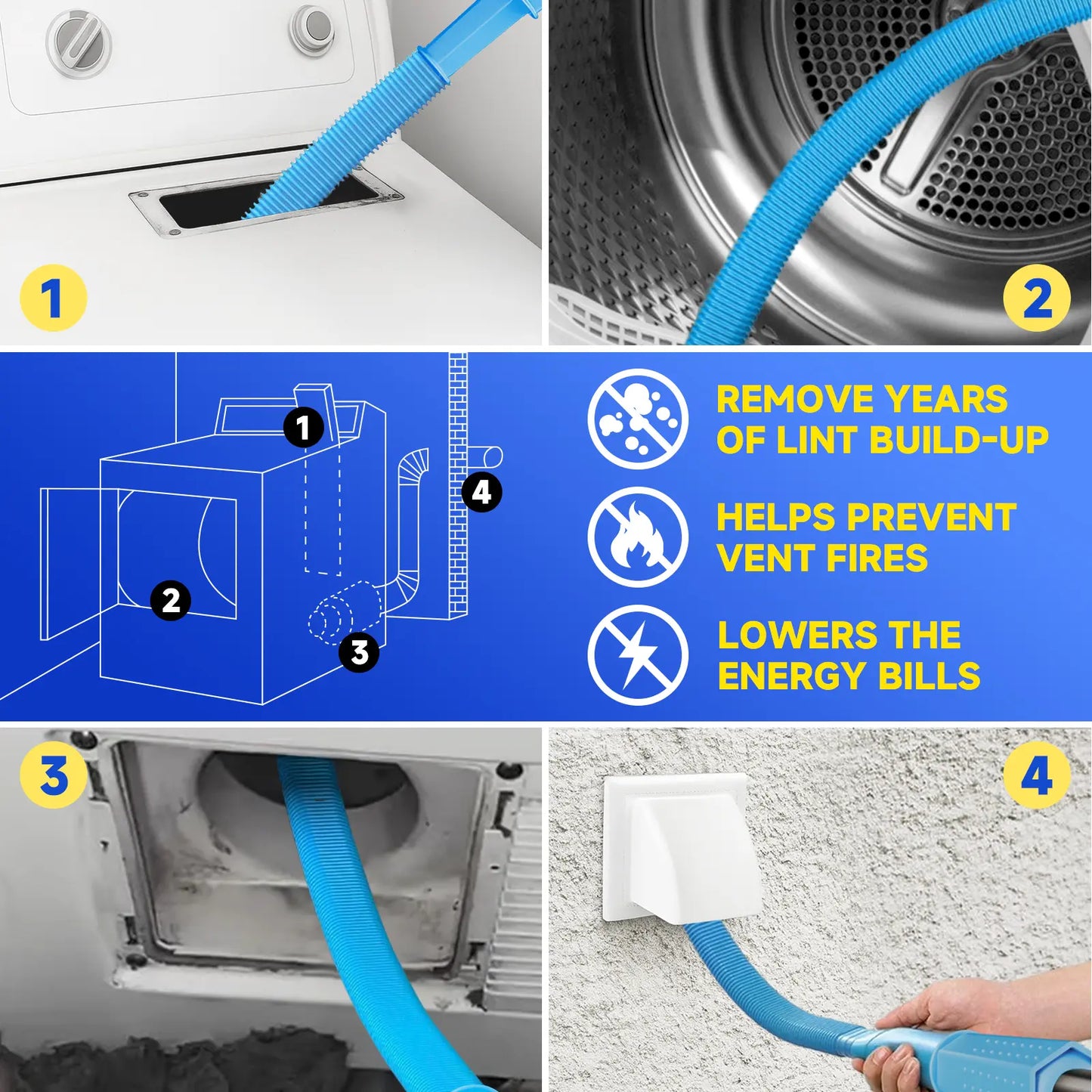 Universal Dryer Vent Lint Cleaner Brush Kit