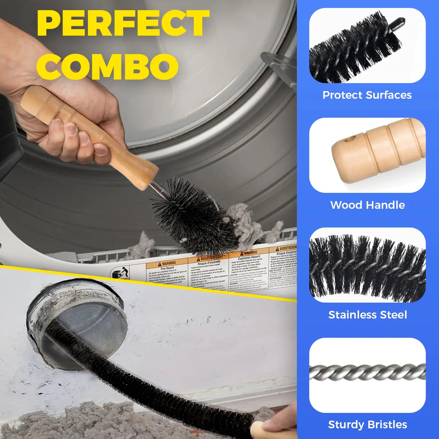 Universal Dryer Vent Lint Cleaner Brush Kit