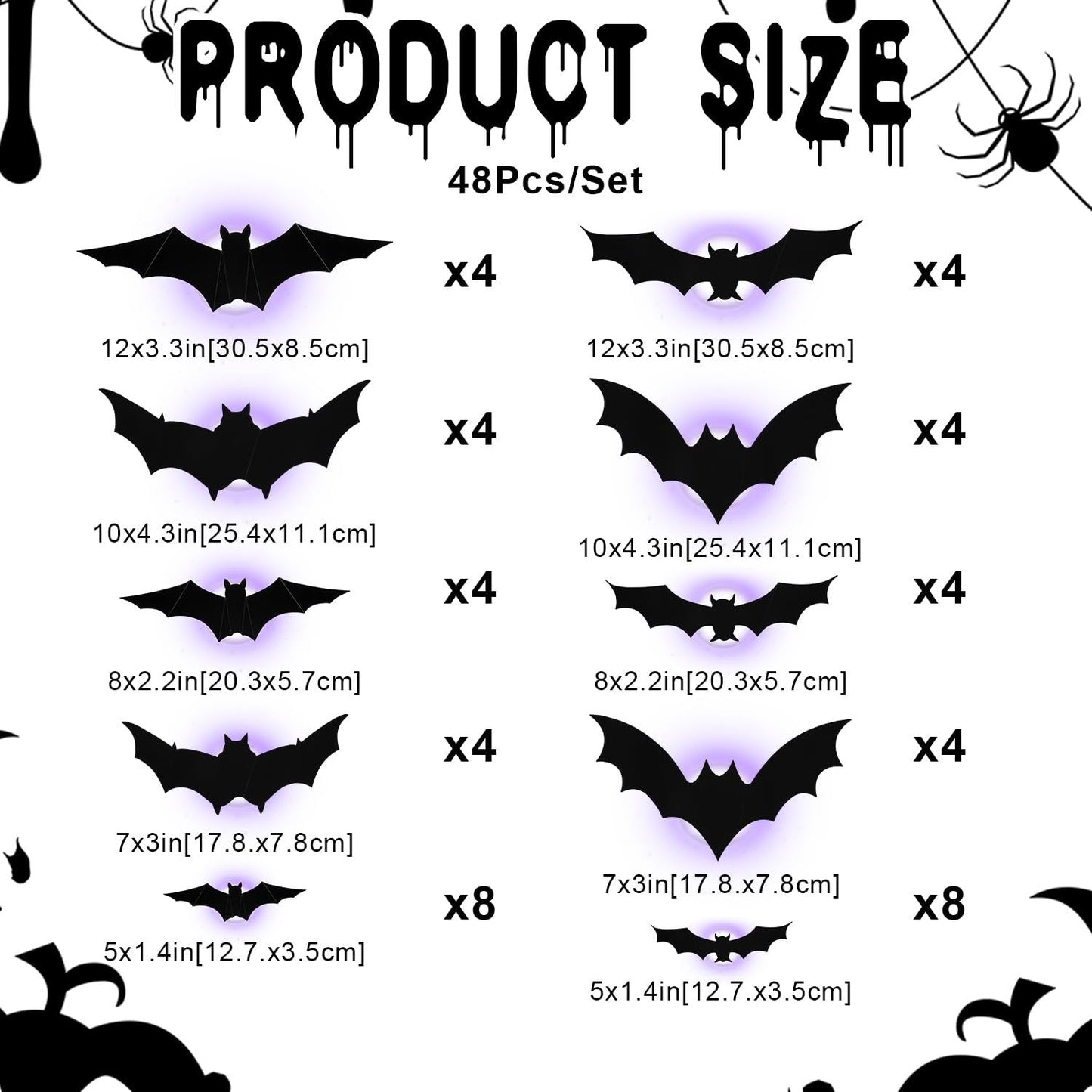 🦇Halloween LED Flying Bat Decorations - Glowing 3D Bat Wall Decor for Porch,Window, Door, Garage &Party Backdrop