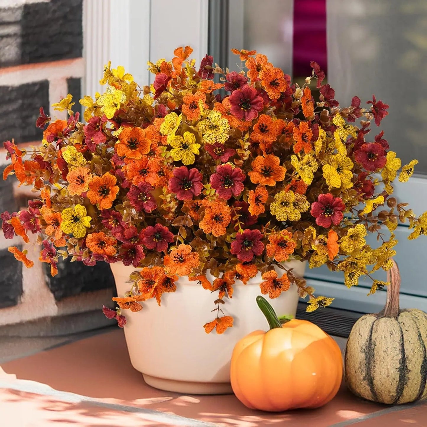 Halloween Artificial Fall Flowers, Realistic UV Resistant Zero Maintenance Outdoor Decor