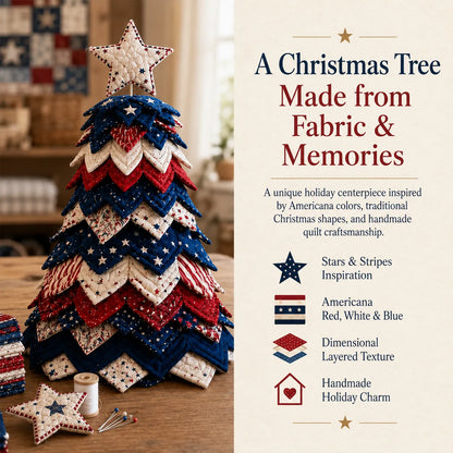 🎄Americana Christmas Tree Quilt Kit – Easy Layered Fabric Holiday Décor for Quilting Lovers