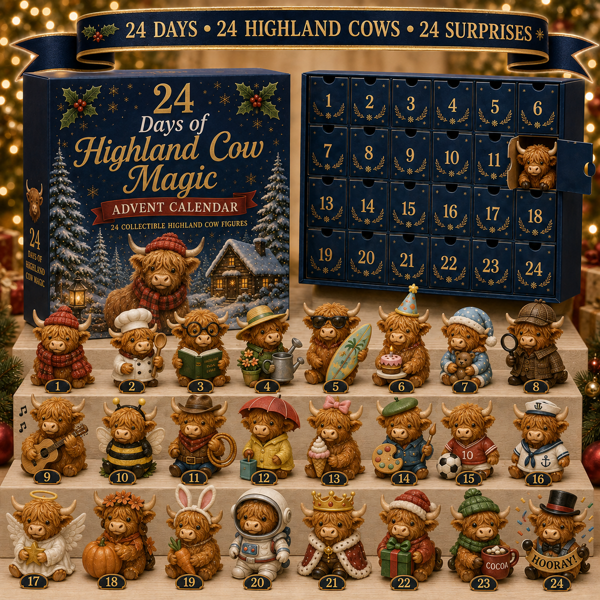 24 Days of Highland Cow Advent Calendar