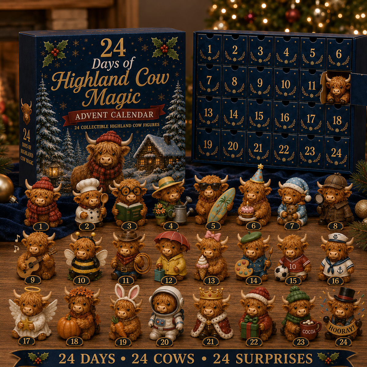 24 Days of Highland Cow Advent Calendar