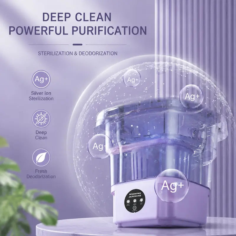 🧺 8L Portable Foldable Washing Machine with Spin Dryer – Compact Washer for Underwear & Socks