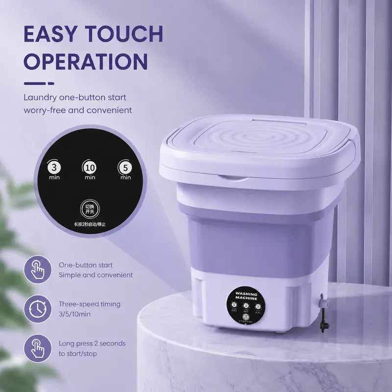 🧺 8L Portable Foldable Washing Machine with Spin Dryer – Compact Washer for Underwear & Socks