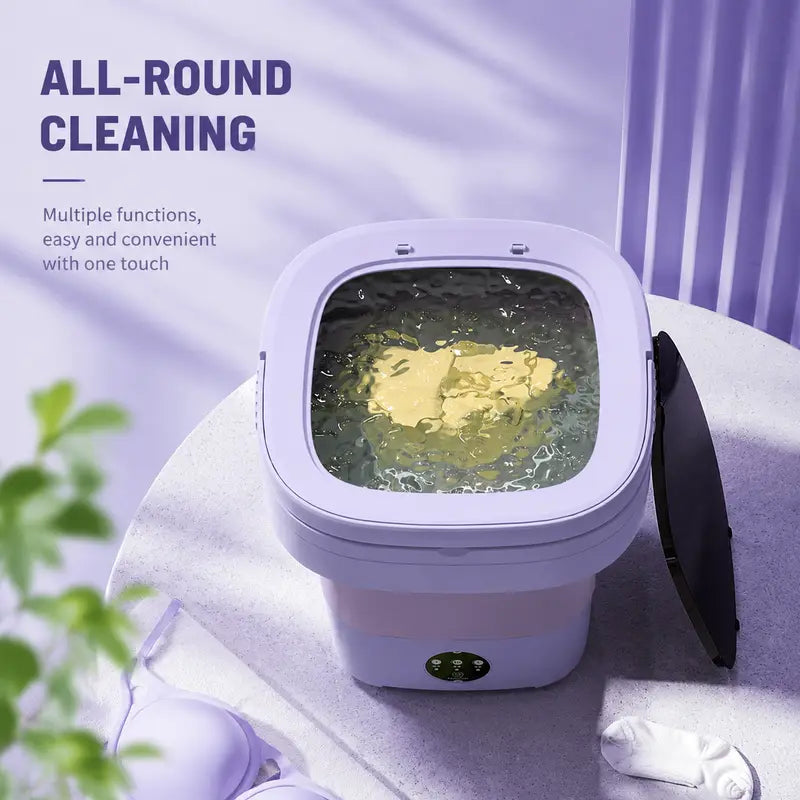 🧺 8L Portable Foldable Washing Machine with Spin Dryer – Compact Washer for Underwear & Socks