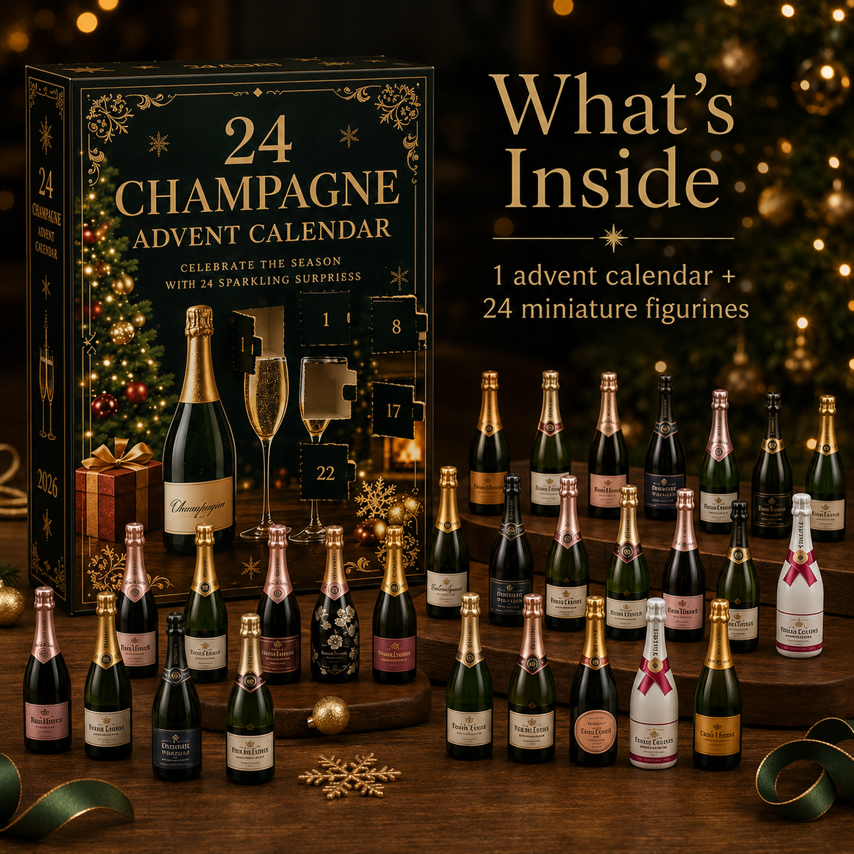 2026 Champagne Advent Calendar – 24-Day Christmas Countdown Gift