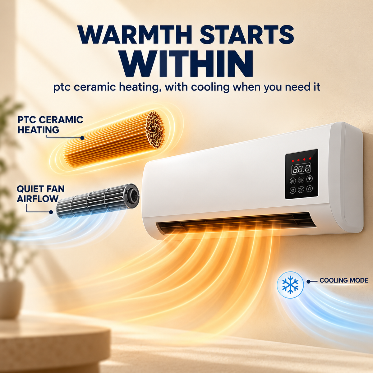 PTC ceramic heating core and fan components