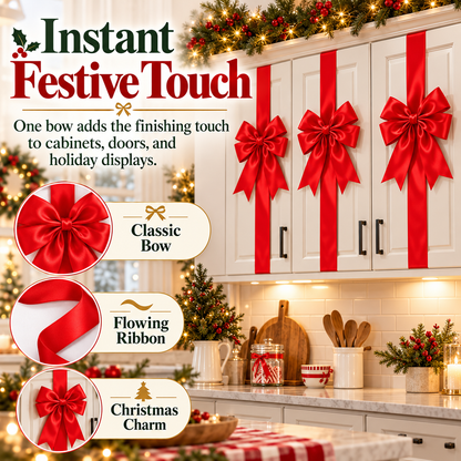 🎀CHRISTMAS BOW RIBBON DECORATION🎄- FESTIVE DOOR & CABINET DECOR FOR THE HOLIDAYS