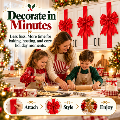 🎀CHRISTMAS BOW RIBBON DECORATION🎄- FESTIVE DOOR & CABINET DECOR FOR THE HOLIDAYS