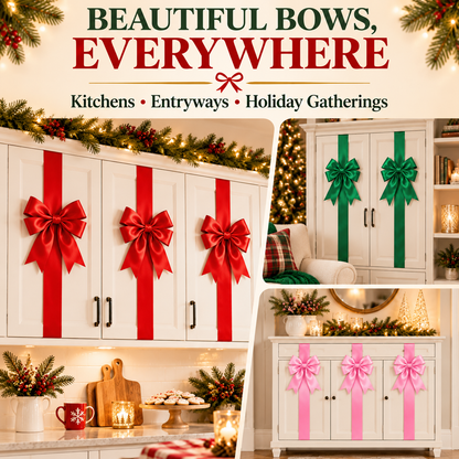🎀CHRISTMAS BOW RIBBON DECORATION🎄- FESTIVE DOOR & CABINET DECOR FOR THE HOLIDAYS